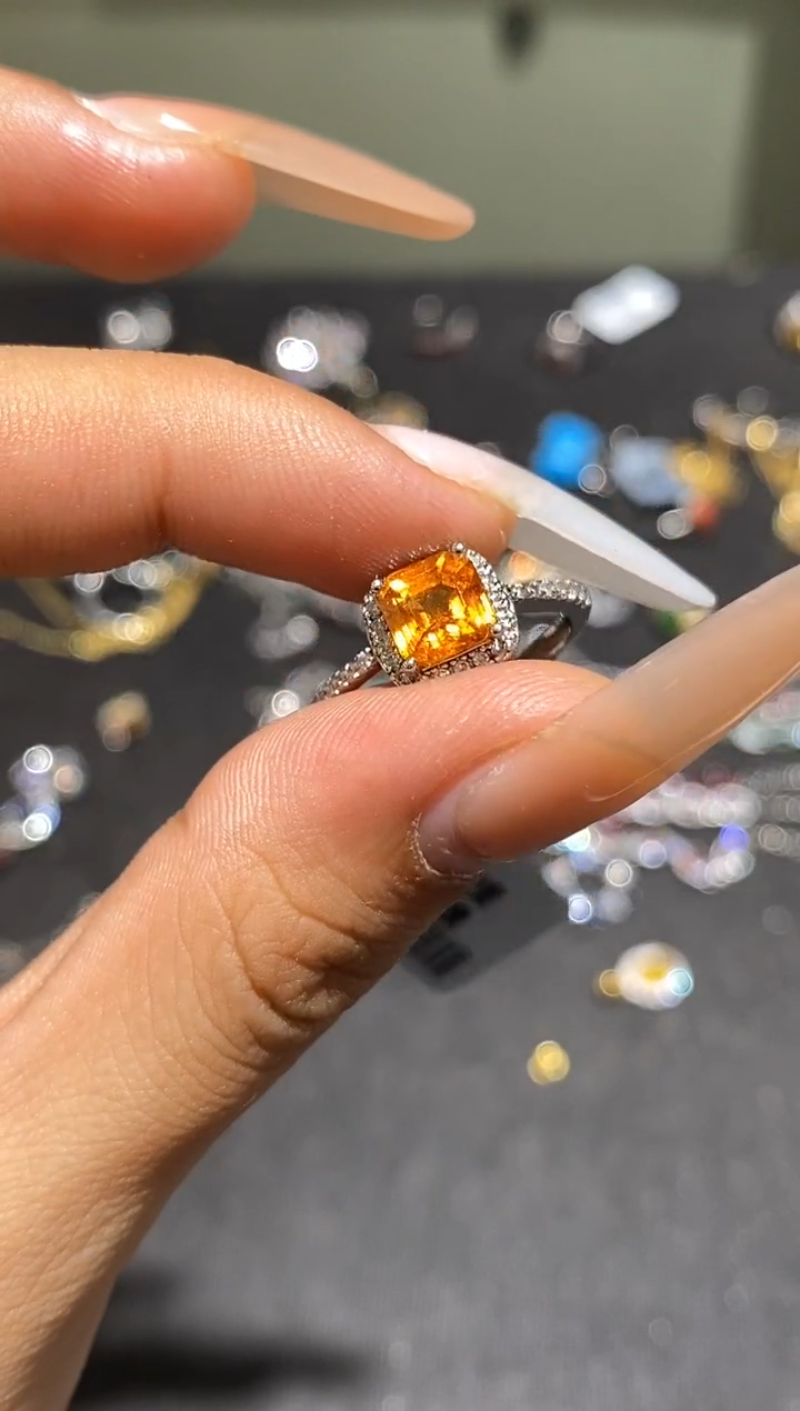 银S925镶嵌戒指石榴石戒指