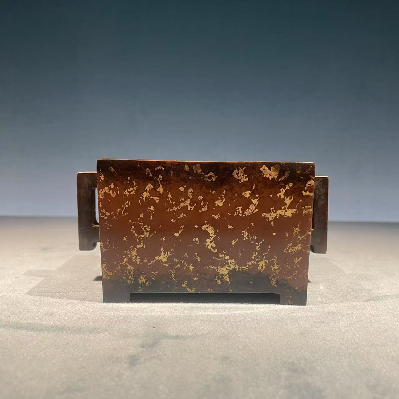 【九州铜缘】四方马槽炉紫铜家居收藏 规格口10 高7 1.2kg