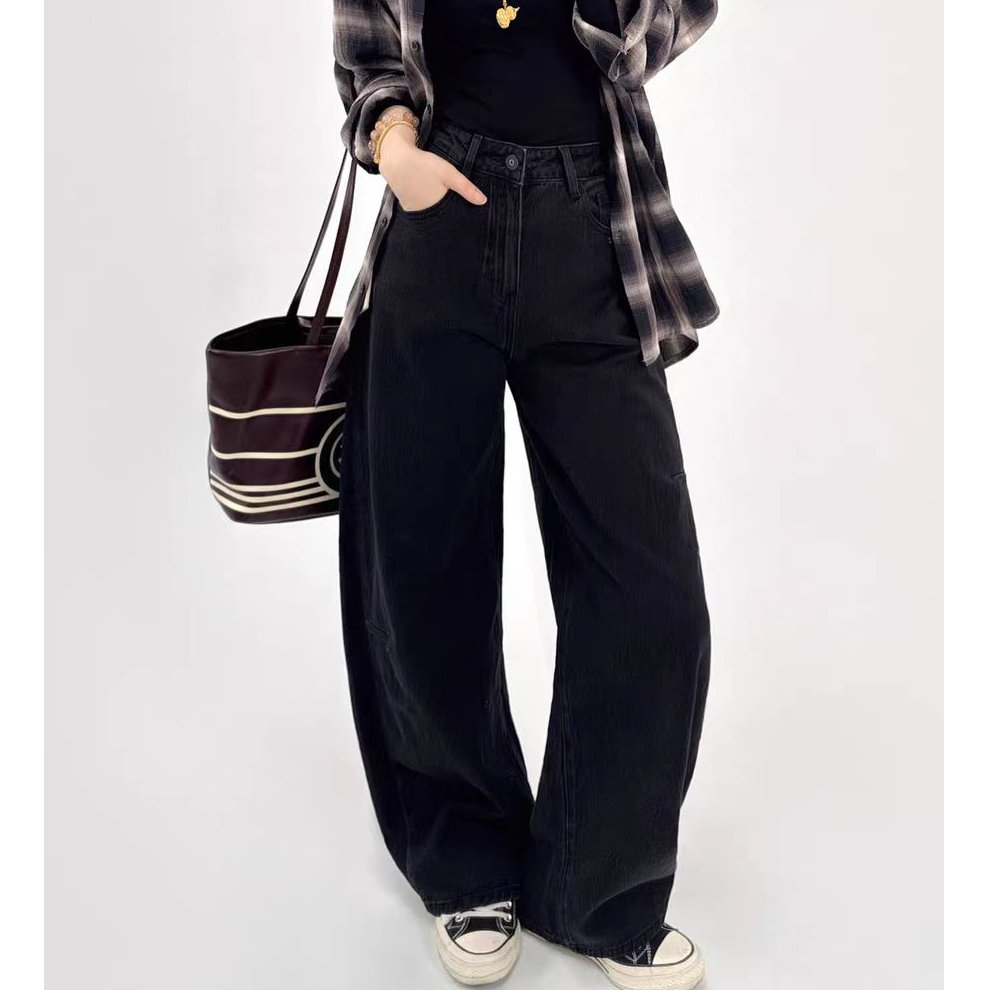 SU【259】花67  愫玥 2025秋季新款黑色弯刀牛仔裤遮肉显瘦~