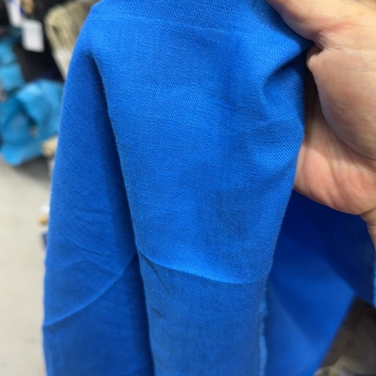 意大利亚麻 高支高密亚麻面料克兰因蓝色纯色服装布料 幅宽135CM