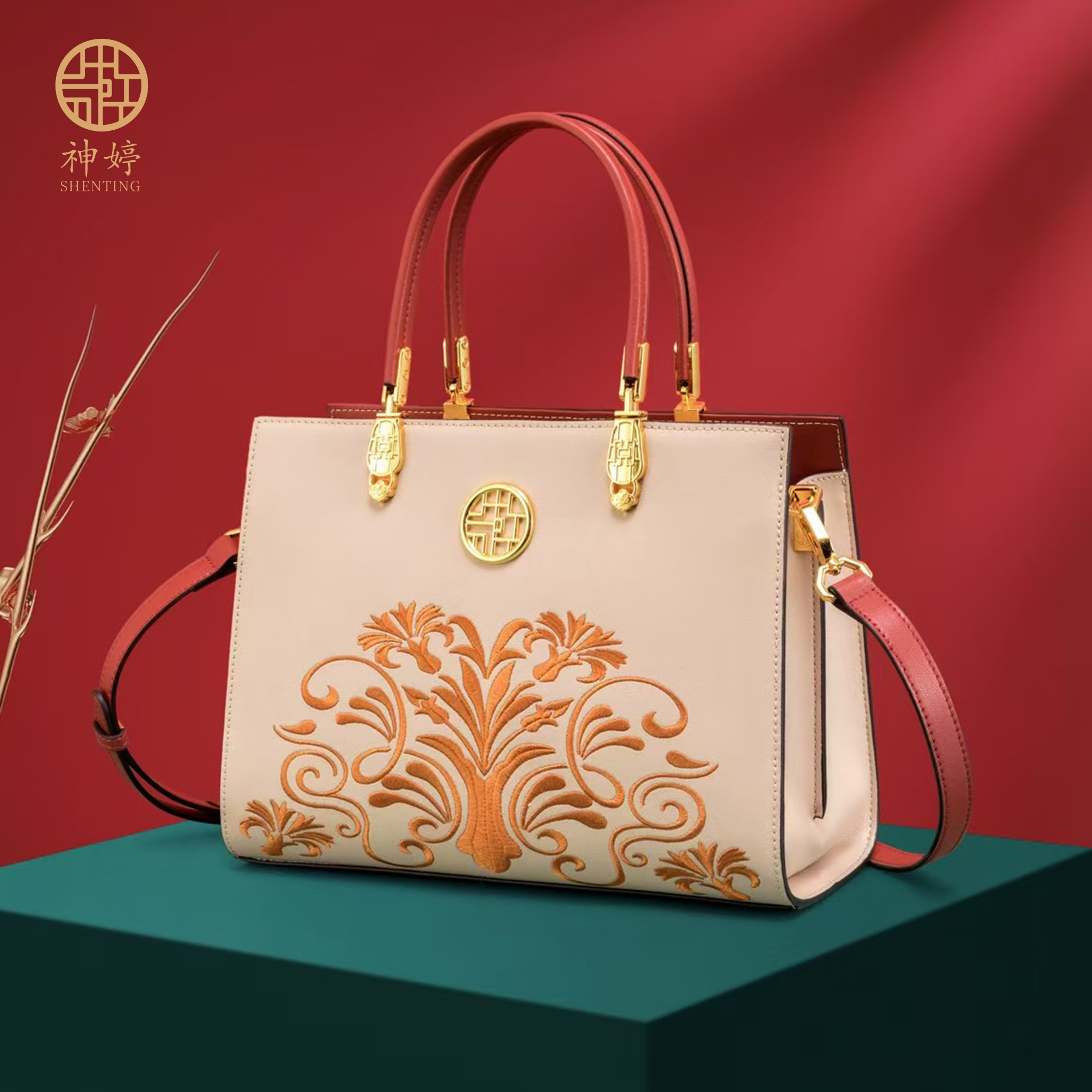 618好物节国风女包刺绣手拎包送妈妈气质女百搭时尚大气手提包