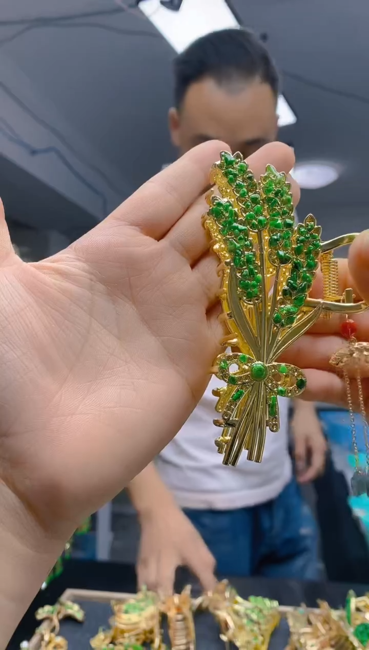 【闪购商品】翡翠耳饰合金0292翡翠发簪