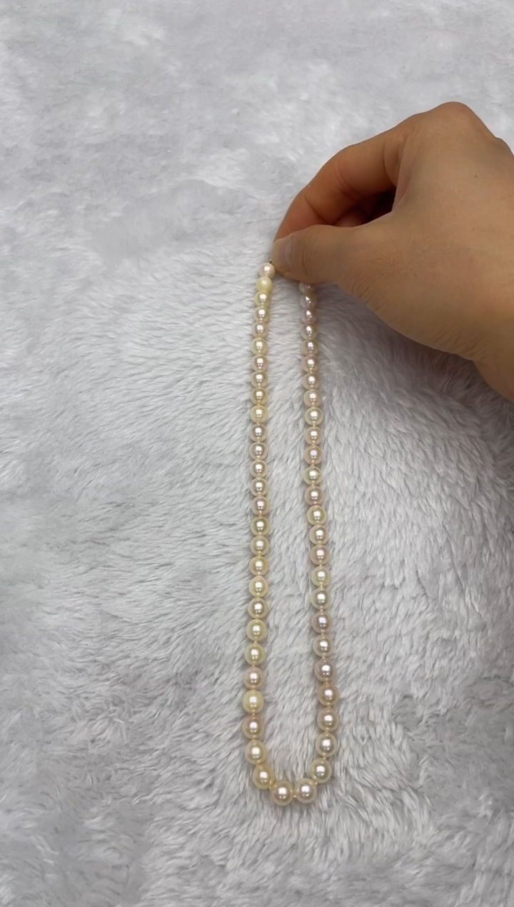 项链银S925镶嵌海水珍珠AK羽皇金7-7.5mm