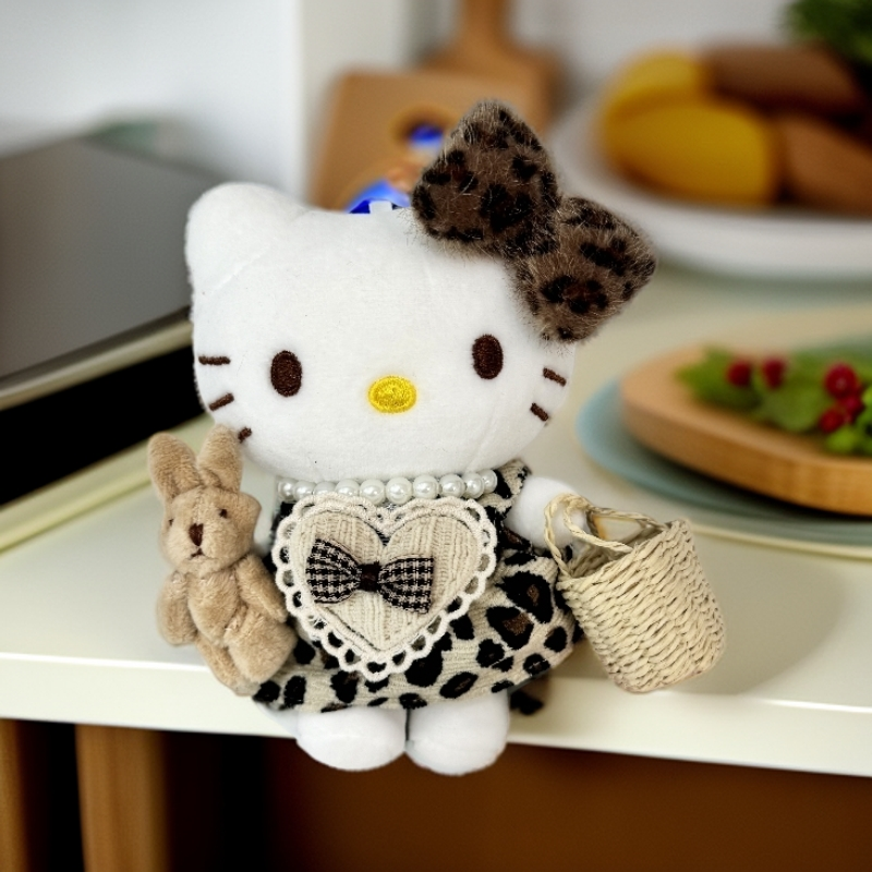 【新款】正版HelloKitty豹纹蝴蝶结Kitty二创包挂可爱手工diy钥匙扣