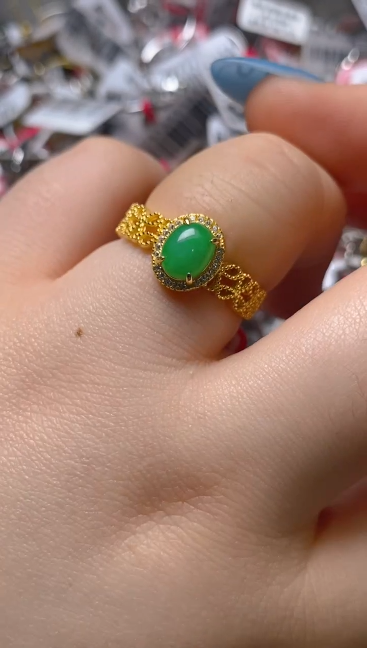 银S925镶嵌戒指翡翠百内无证书