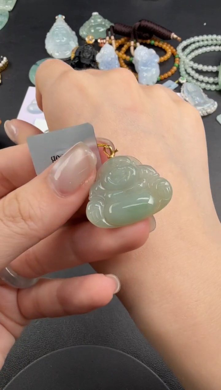 吊坠(不含链)18K金镶嵌翡翠翡翠饰品-214