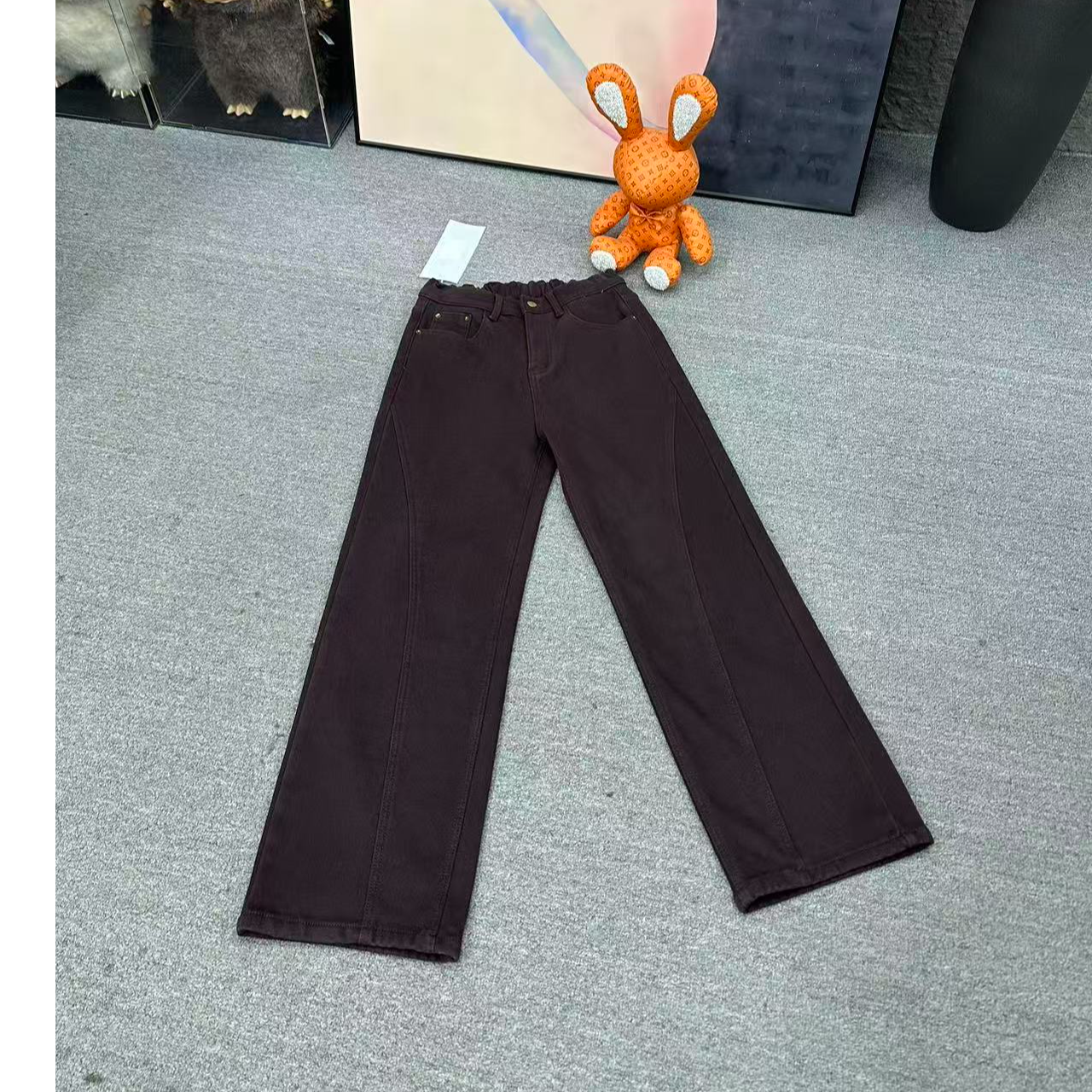 7815弹力加绒直筒拖地裤