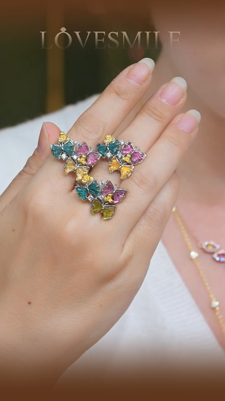 银S925镶嵌戒指碧玺多样性发货一件003