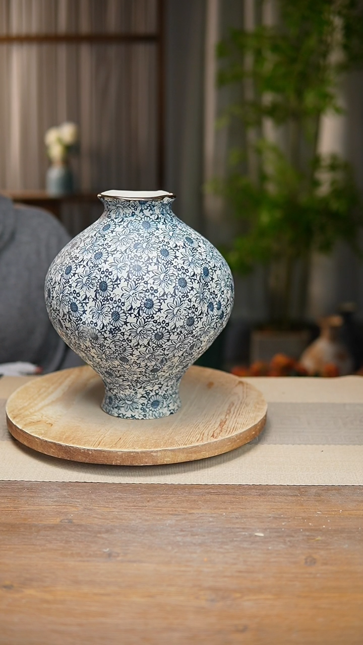 【闪购商品】陶瓷 花器青花瓷向日葵灯笼