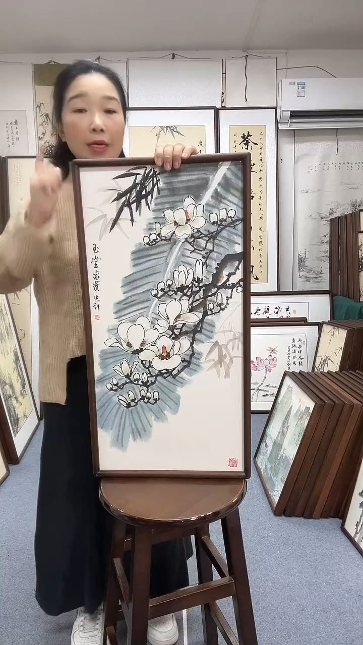 国画尺寸35*68实木画框京东包邮手绘