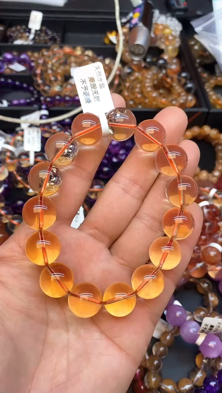 【闪购商品】水晶手链未镶嵌b69 黄水晶15mm