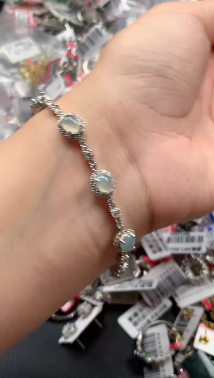 银S925镶嵌戒指翡翠天然A货缅甸翡翠