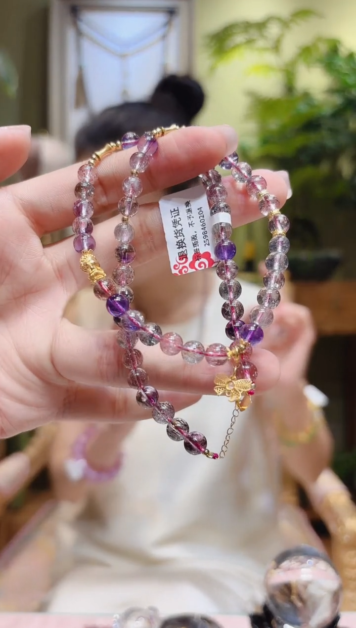 【闪购商品】水晶项链18K金镶嵌不听蝴蝶结超七项链