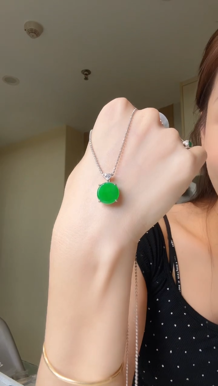 翡翠银S925镶嵌吊坠(不含链)天然翡翠吊坠