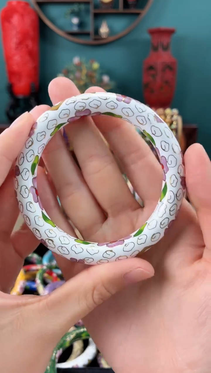 非遗技艺 景泰蓝棍镯白色