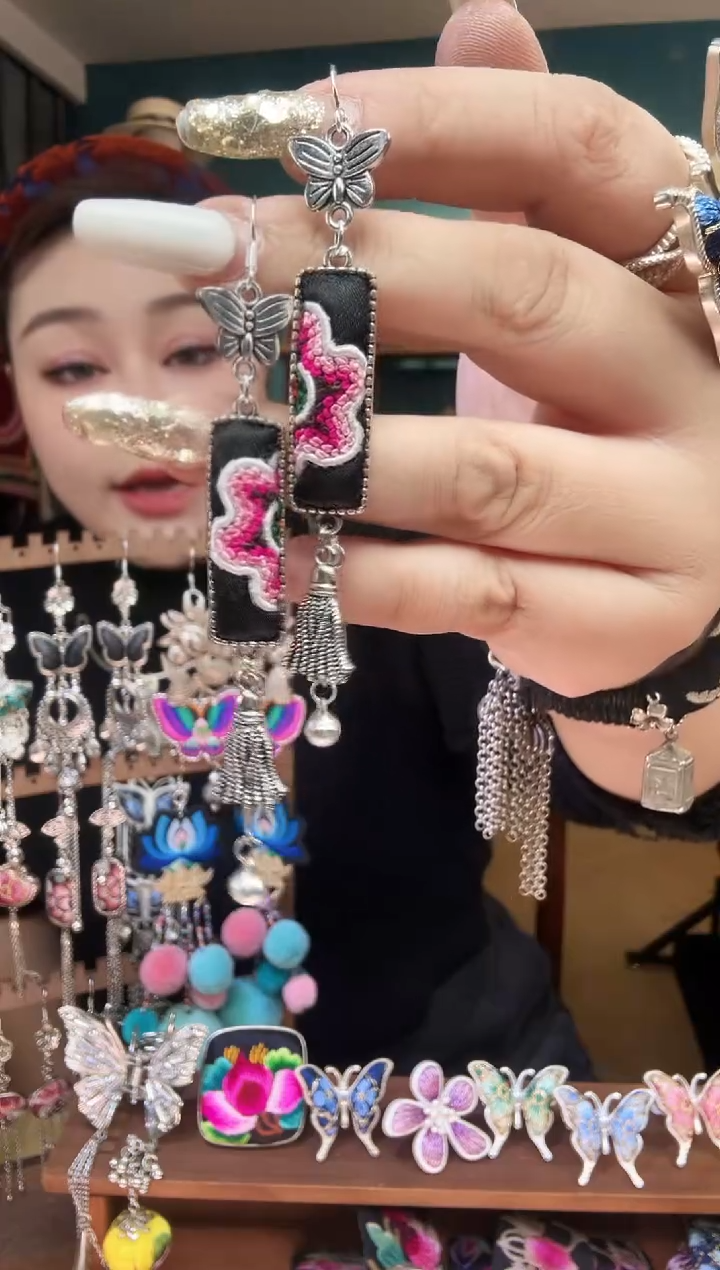 刺绣纯手工民族风刺绣耳环