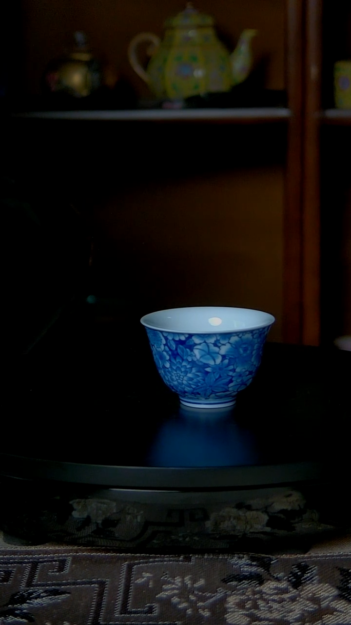 景德镇手工青花万花铃铛杯