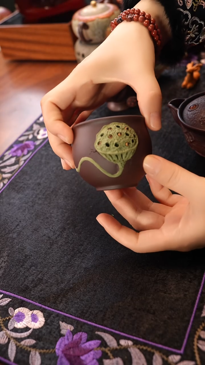 茶壶紫砂紫泥莲蓬杯子