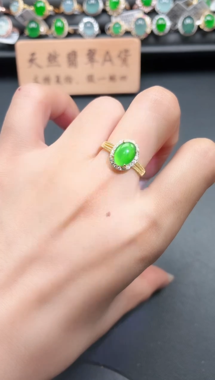 银S925镶嵌戒指翡翠111