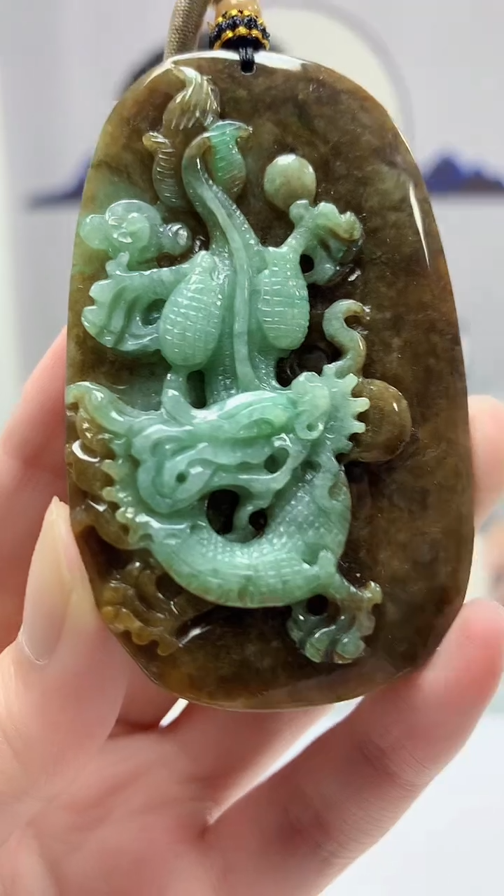 【闪购商品】定制翡翠未镶嵌4917zm-毛货挂件仿古龙46