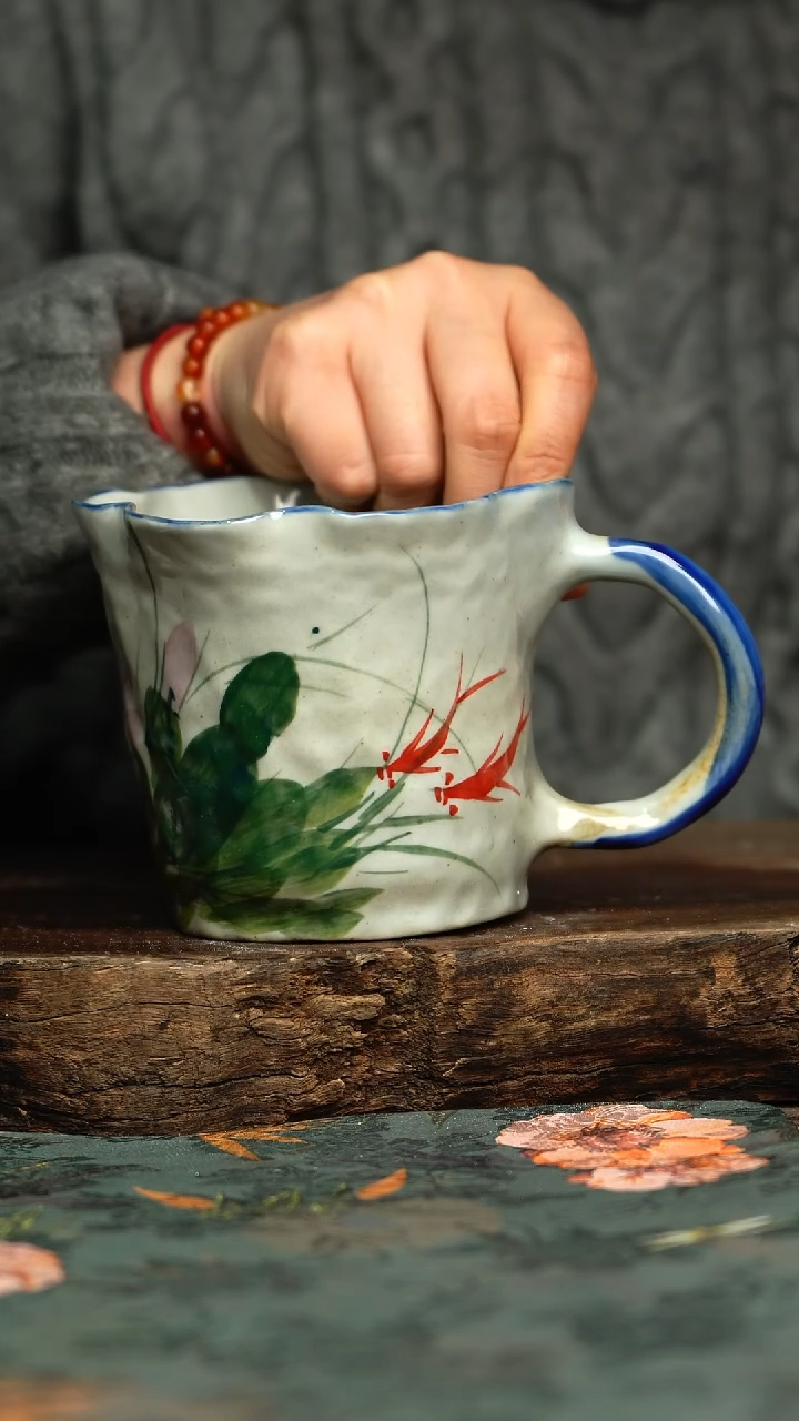 【闪购商品】杯釉下彩手工手绘同款陶器