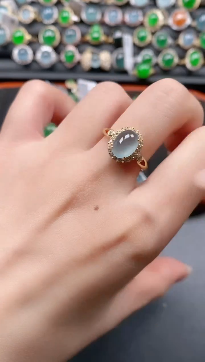 银S925镶嵌戒指翡翠1