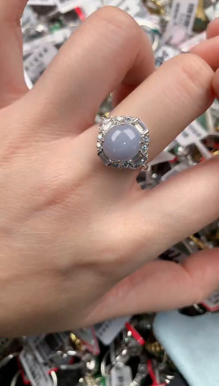 银S925镶嵌戒指翡翠555--4