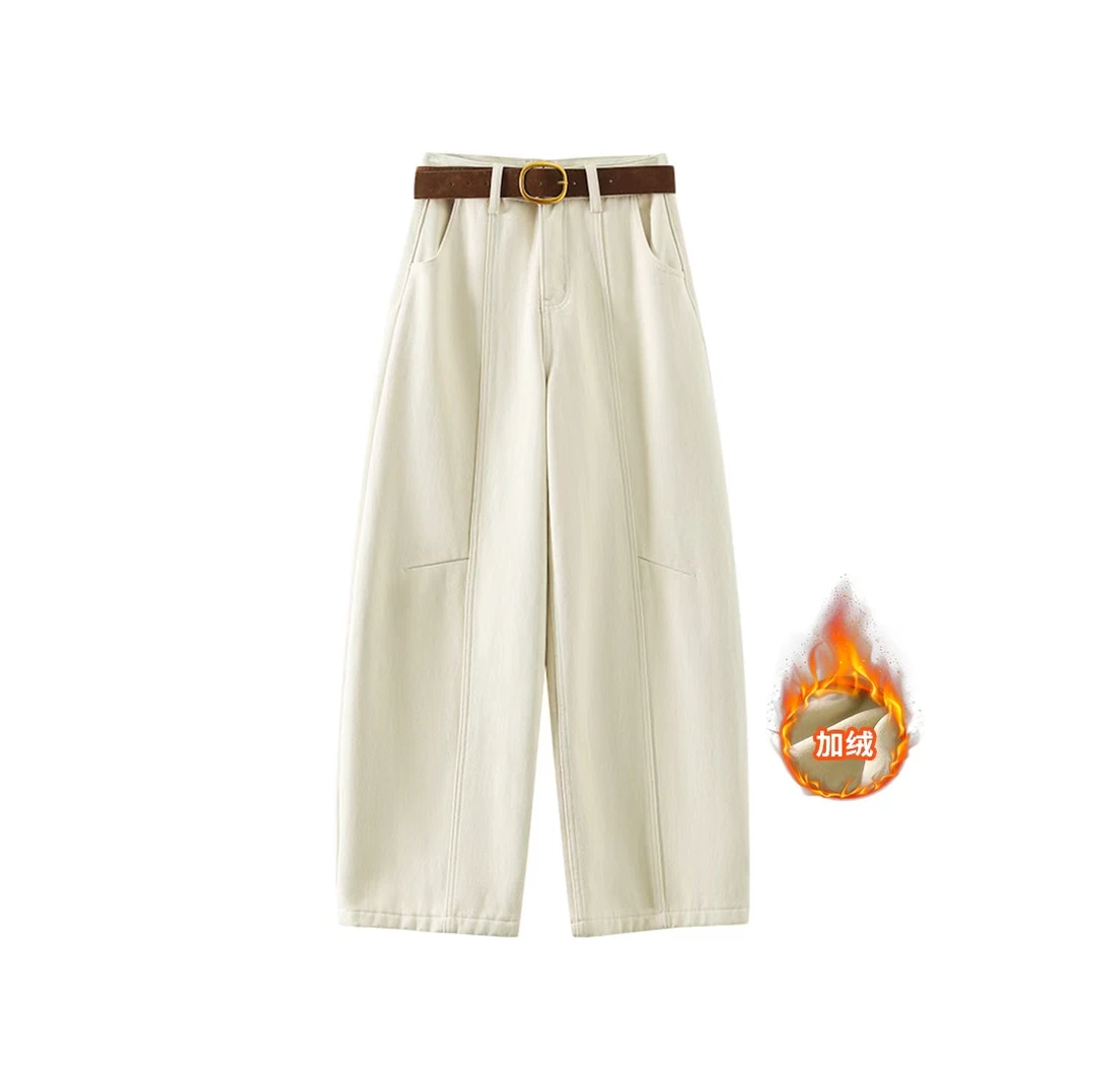 2025冬季新款高腰阔腿裤牛仔裤女T-7983