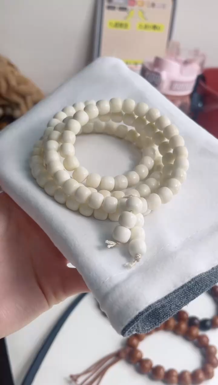 手串菩提根/象牙果白玉菩提桶珠8*9mm念珠