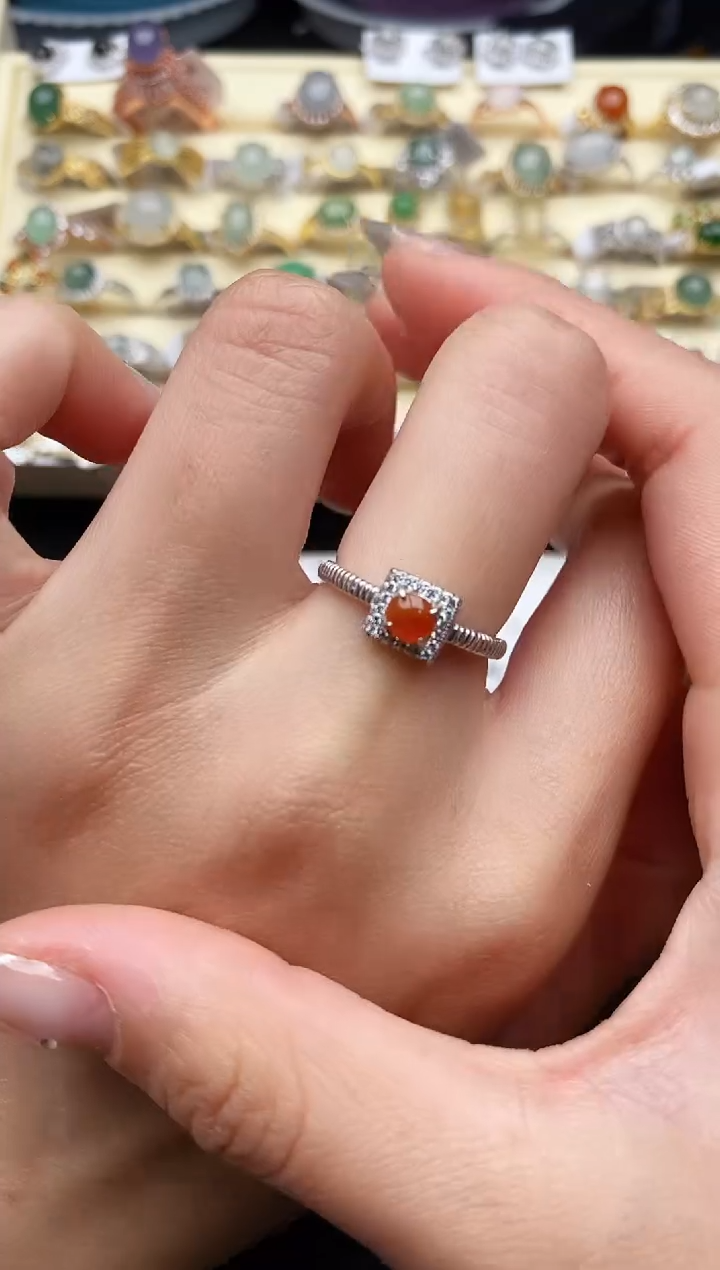 【闪购商品】翡翠戒指银S925镶嵌33333333+5