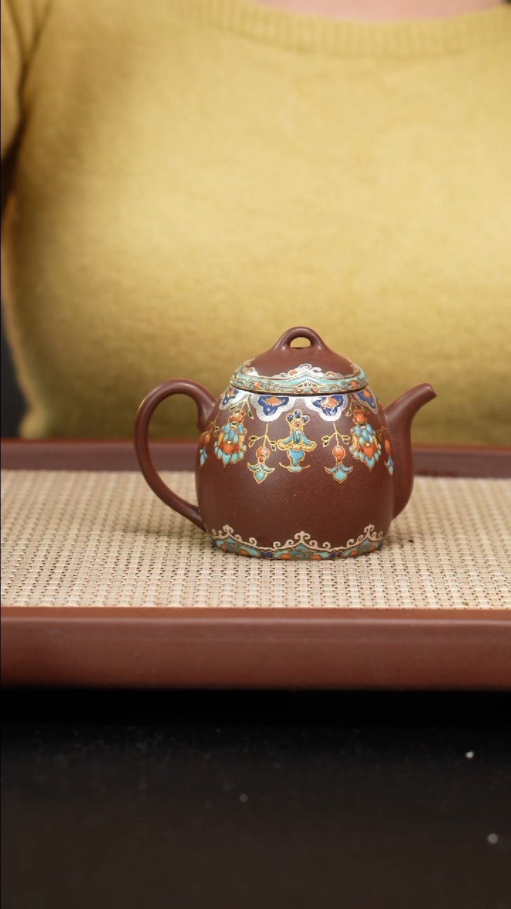 【闪购商品】紫砂茶壶底曹清珐琅彩集思