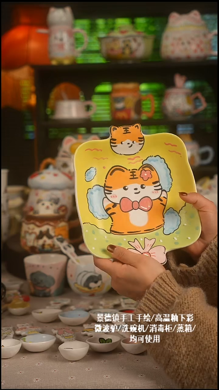 陶瓷无盖款景德镇高温釉下彩纯手绘创意瓷