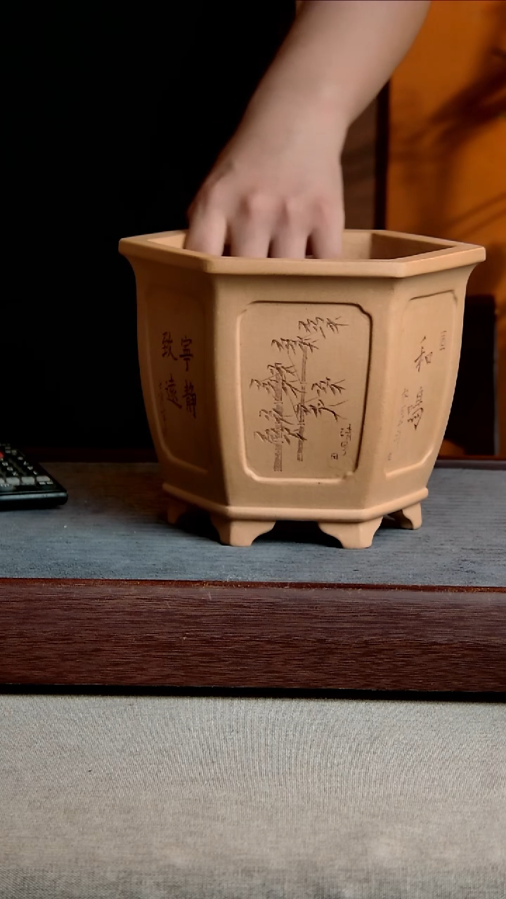 紫砂花盆17.5*15*13.5内径紫砂花盆