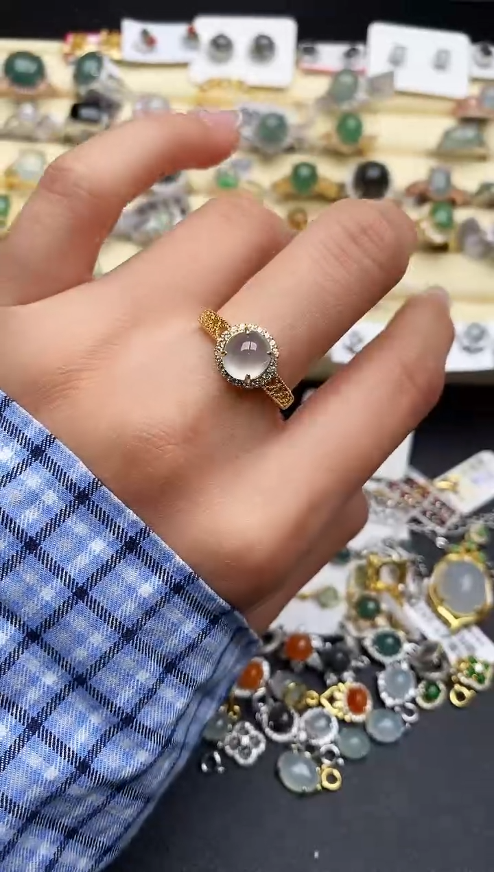 【闪购商品】翡翠戒指银S925镶嵌2222222222+6