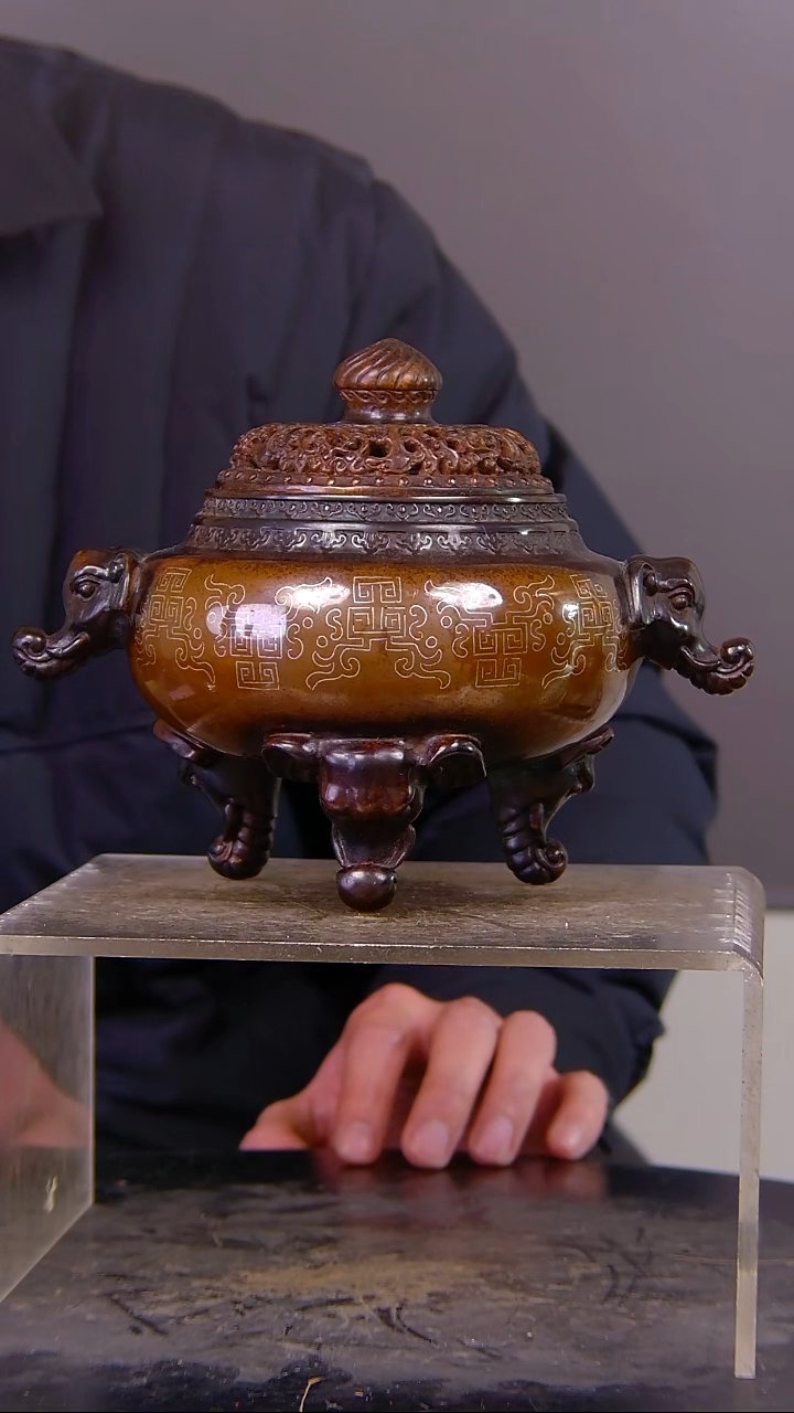 福***佛山水铜缘紫铜香炉结缘1111