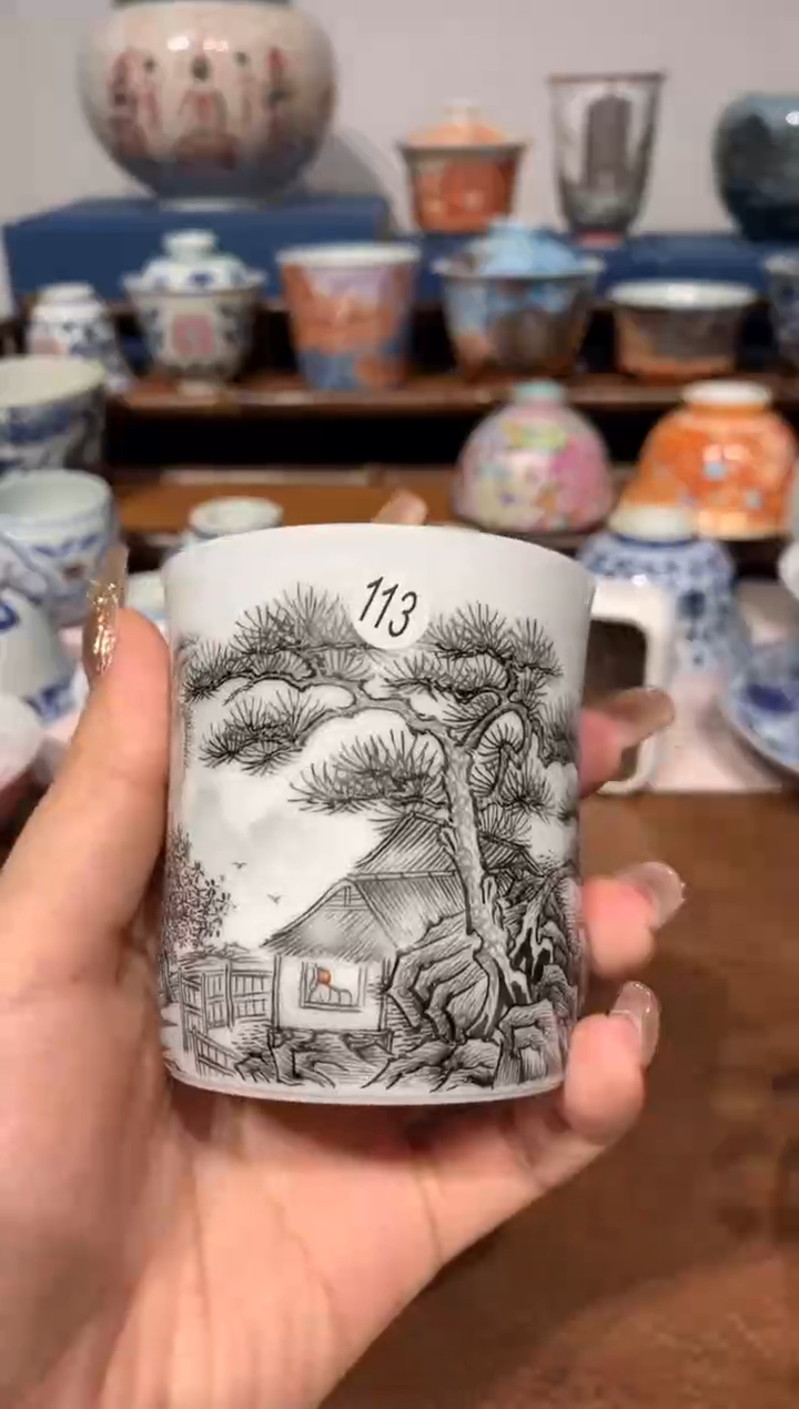 【闪购商品】摆件113墨彩山水竹节杯一只