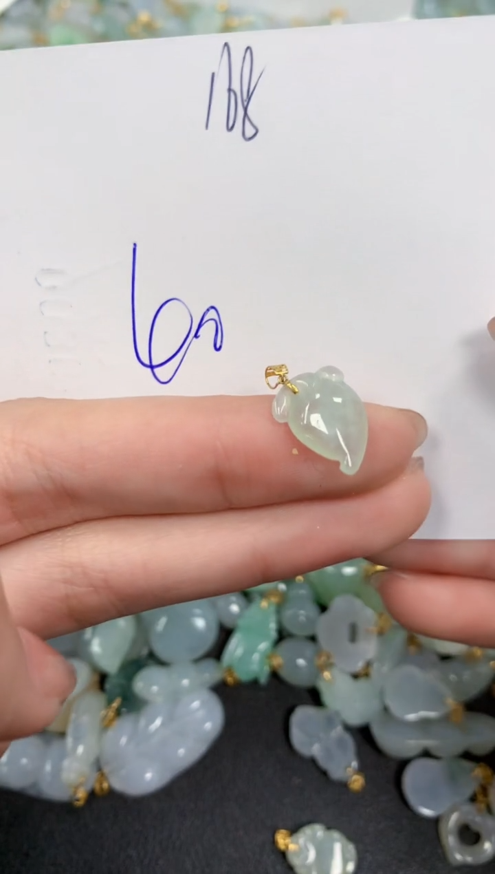 【闪购商品】翡翠颈饰18K金镶嵌 天然翡翠A货12