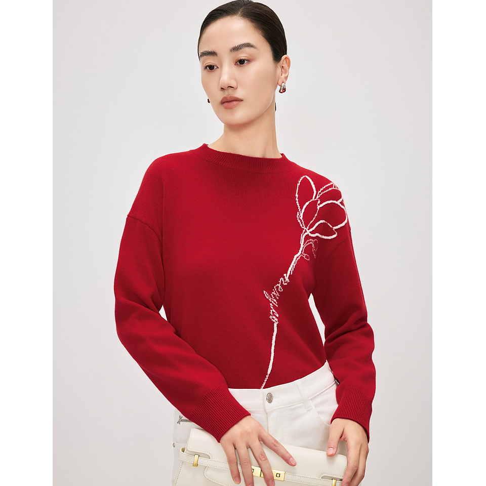 【丽公主专属】木兰花刺绣羊毛衫XZ02855A6 XZ02856T2