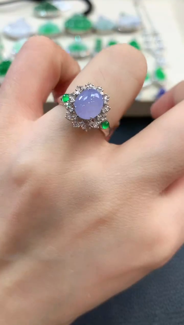 【闪购商品】翡翠戒指18K金镶嵌v141有色差