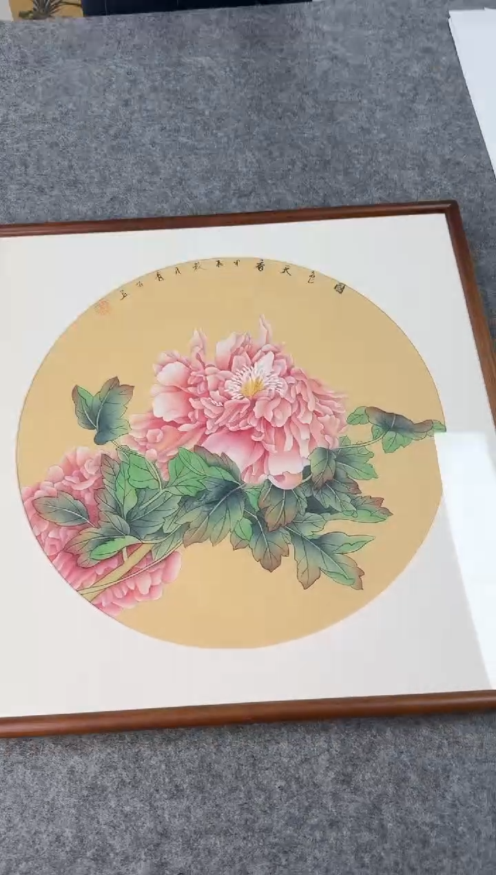 书法青石牡丹-53*53绘画手绘同款