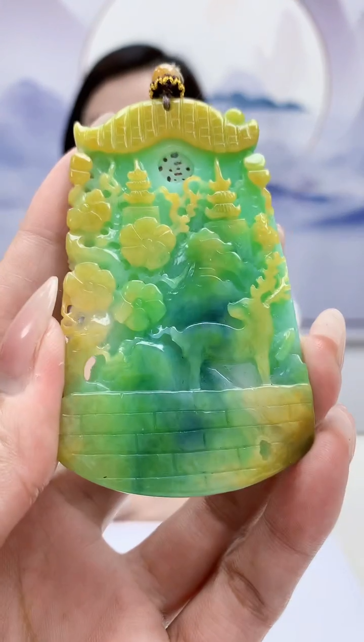 定制翡翠未镶嵌4852MM-毛货挂件213赠珠链