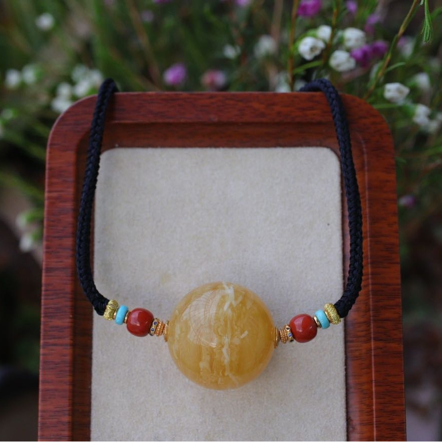 【俄料】29.4mm 虎皮千层蜜蜡锁骨链 精编精配 精致款