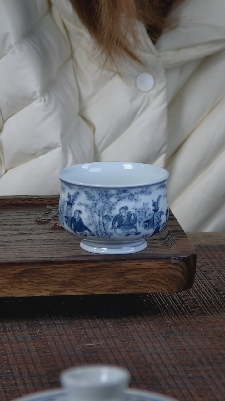 【闪购商品】折葵非器手工手绘竹林七贤炉式杯留白