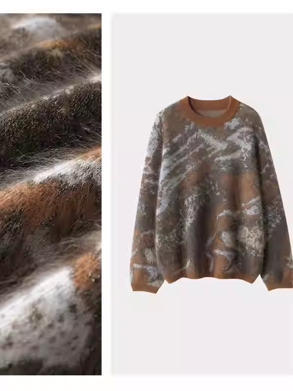 萌萌家/梵高.拉绒羊绒衫100%山羊绒金葱丝拉毛工艺芝麻点羊绒衫