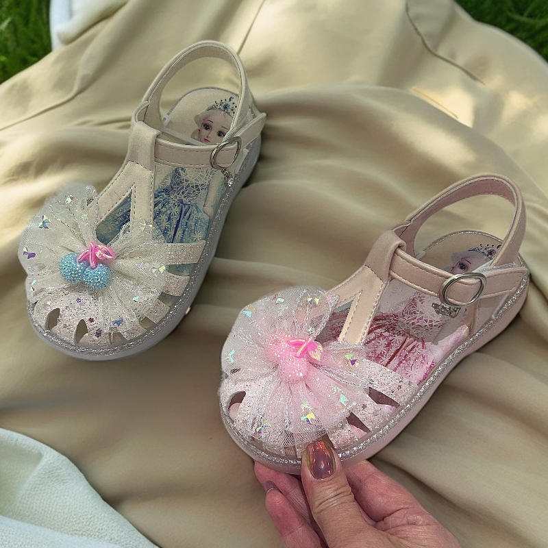 公主包头夏季女魔术贴凉鞋软底女童女孩17.5-19.5内长