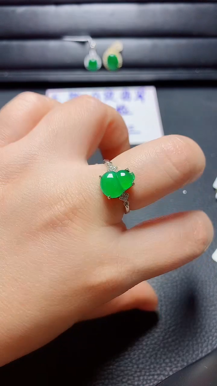 银S925镶嵌戒指翡翠天然翡翠A货s925银镶