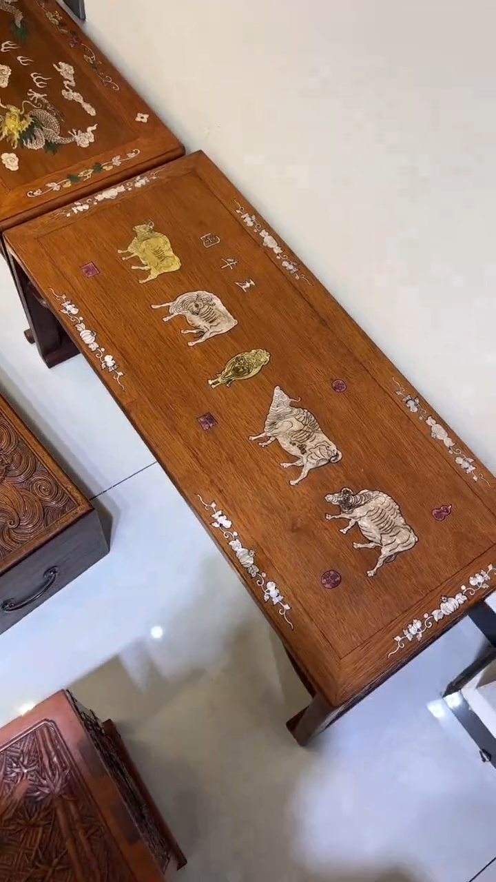 【闪购商品】贡木缅花外牛螺钿飘窗桌