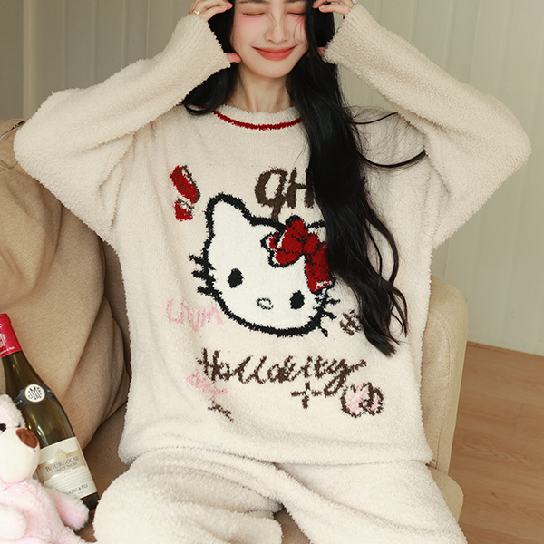 莫里伊【杏色凯蒂猫】小众时尚设计休闲可外穿保暖睡衣家居服