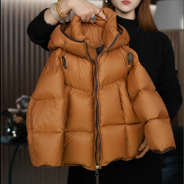 【MQ】2025冬季新款韩版宽松简约时尚男女宝连帽双倍充绒羽绒服