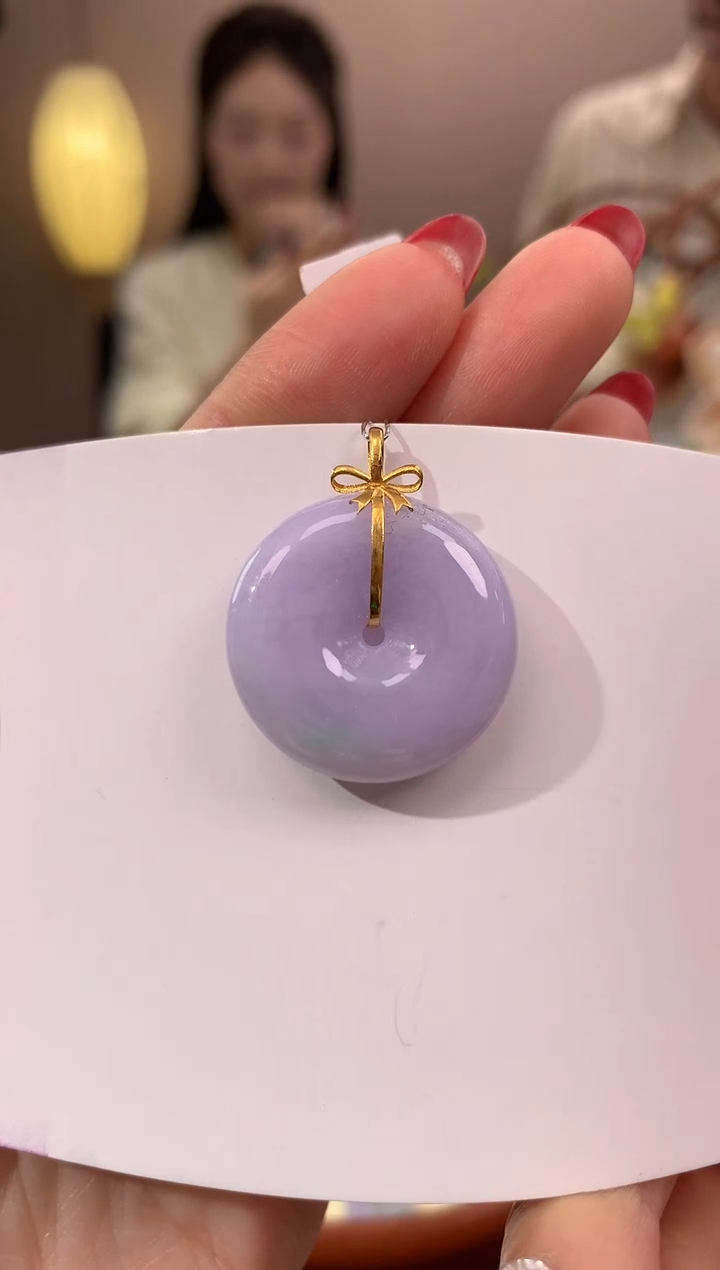 【闪购商品】翡翠颈饰18K金镶嵌天然缅甸a货翡翠